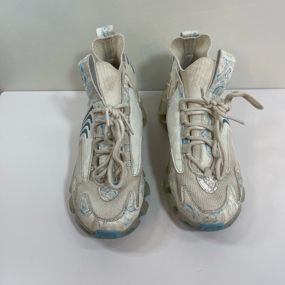 Kids White and Light Blue Athletic Sneakers